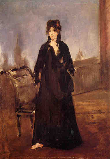 Young woman with a pink shoe (Portrait of Berthe Morisot)